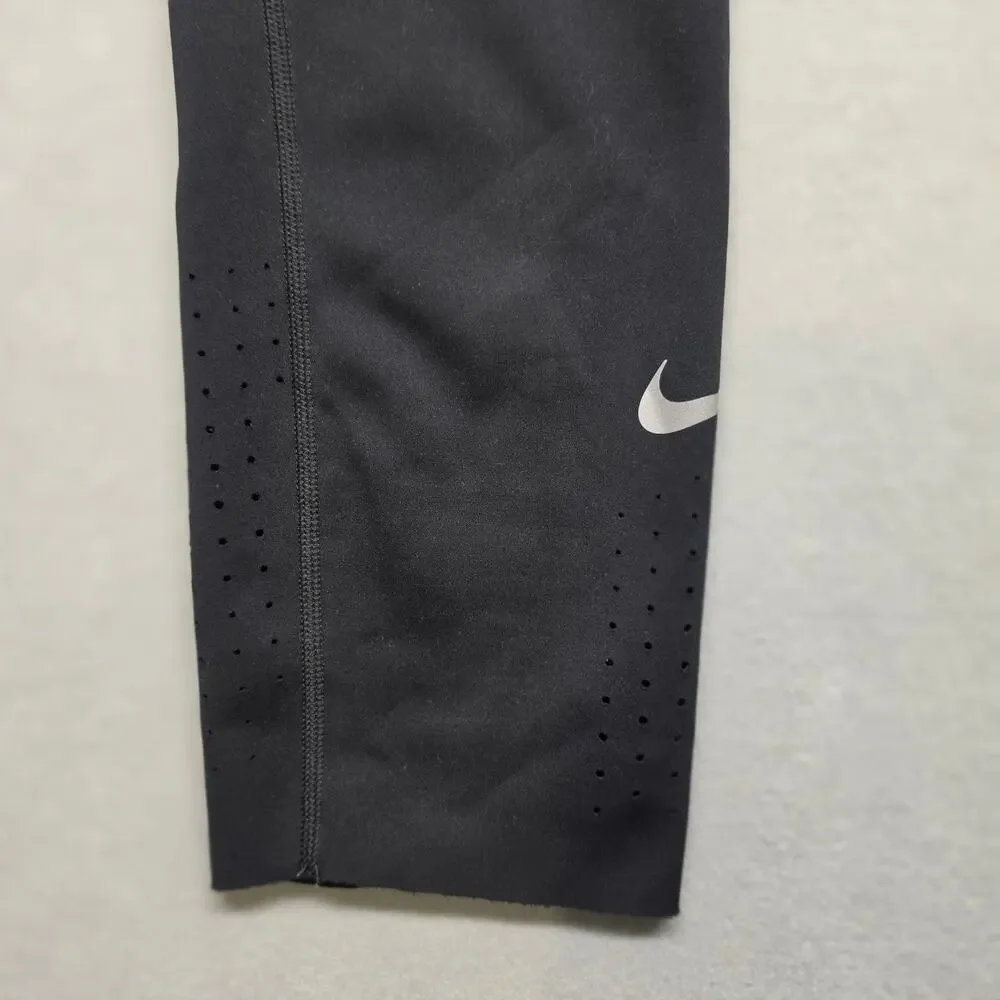 Nike Dri-FIT Womens M Running Capri Leggings Black Perforated Pockets